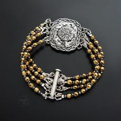 srebrna,bransoletka,pozłacana,ręcznie wykonana - Bransoletki - Biżuteria
