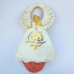 anioł ceramika chrzest św pozłacany - Ceramika i szkło - Wyposażenie wnętrz