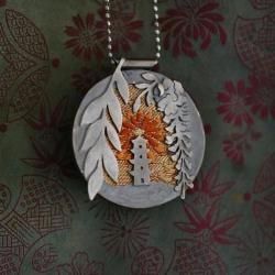 pomarańczowy wisior,japoński wisior ze srebra - Wisiory - Biżuteria