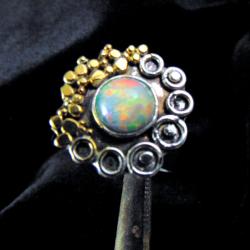 pierścionek srebrny z opalem - Pierścionki - Biżuteria