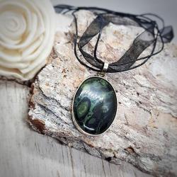 jaspis,zielony kamień,wisior z zielonym kamienie - Naszyjniki - Biżuteria