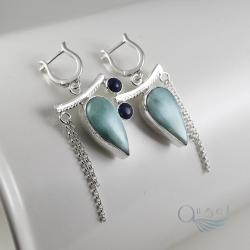 kolczyki niebieskie,biżuteria artystyczna, - Kolczyki - Biżuteria