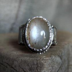 srebro,kamień księżycowy,pierścień,unikat - Pierścionki - Biżuteria
