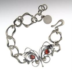 srebrna bransoletka z motylem - Bransoletki - Biżuteria