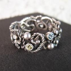 srebrny pierścionek z kamieniami - Pierścionki - Biżuteria