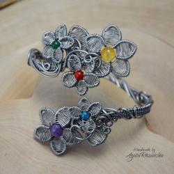 bransoletka,kwiaty,kwiatki,wire wrapping - Bransoletki - Biżuteria