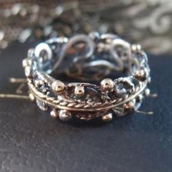 srebrny koronkowy pierścionek - Pierścionki - Biżuteria