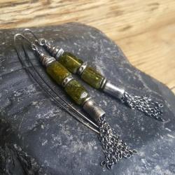 kolczyki oksydowane,zielony granat Grossular - Kolczyki - Biżuteria