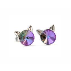 kolczyki z jasnofioletowymi kotami - Kolczyki - Biżuteria