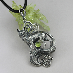 srebrny lis,zwierzę mocy,magia lasu,amulet - Wisiory - Biżuteria