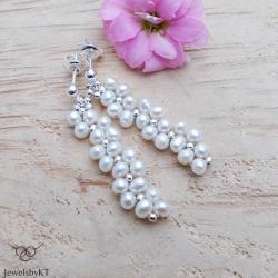 srebrne kolczyki,klasyczna biżuteria,perły - Kolczyki - Biżuteria