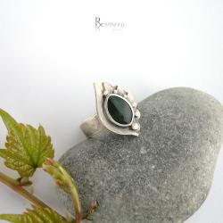 zielony turmalin,pierścionek z werdelitem - Pierścionki - Biżuteria