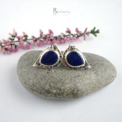 kolczyki srebrne,lapis lazuli - Kolczyki - Biżuteria