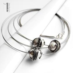 naszyjnik srebrny,perła majorka,wire wrapping - Naszyjniki - Biżuteria