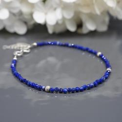 lapis lazuli,serce,kobalt,bransoletka,cienka - Bransoletki - Biżuteria