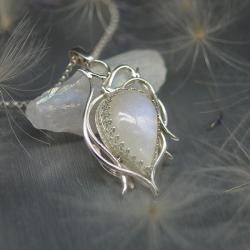 kamień księżycowy,wisiorek,elficka biżuteria - Naszyjniki - Biżuteria