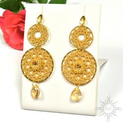 złote kolczyki,okrągłe,mandala,koronka,efektowne, - Kolczyki - Biżuteria
