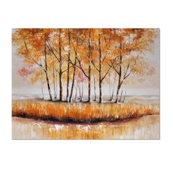 obraz pejzaż,ręcznie malowany,drzewa,pomarańcz - Obrazy - Wyposażenie wnętrz
