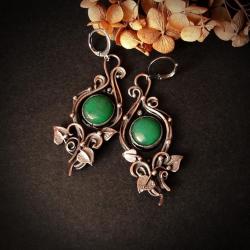 kolczyki z zielonymi kamieniami secesyjne - Kolczyki - Biżuteria