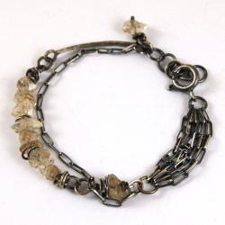 srebrna bransoleta z kryształem herkimer - Bransoletki - Biżuteria