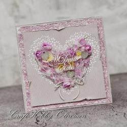 ślub,kwiaty,serce,kartka,życzenia - Kartki okolicznościowe - Akcesoria