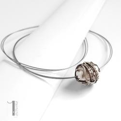 naszyjnik srebrny,perła,mmajorka,wire wrapping - Naszyjniki - Biżuteria