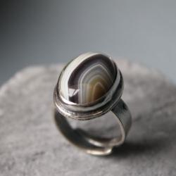 pierścionek srebro agat oksyda - Pierścionki - Biżuteria