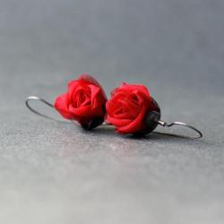 czerwone kolczyki kwiaty,romanrtyczne kolczyki - Kolczyki - Biżuteria