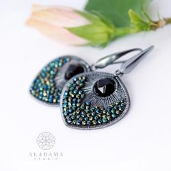 eleganckie srebrne kolczyki ze spinelami,alabama - Kolczyki - Biżuteria
