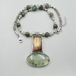Naszyjnik z labradorytem w zieleni - Naszyjniki - Biżuteria