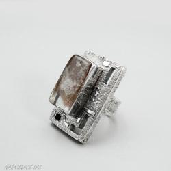 srebrny pierścionek z kwarcem truskawkowym - Pierścionki - Biżuteria