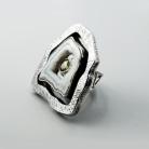 Pierścionki Srebrny pierścionek z druzą agatu i oliwinem
