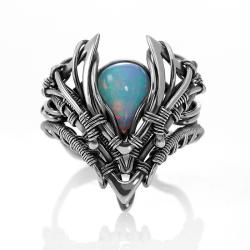 opal etiopski,srebrny pierścionek,z opalem - Pierścionki - Biżuteria