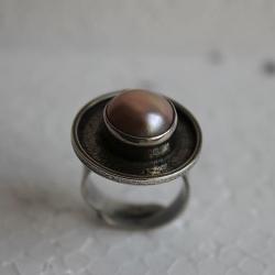 pierścionek srebro perła filigran retro - Pierścionki - Biżuteria