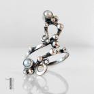 Pierścionki pierścionek srebrny,metaloplastyka,perły,925