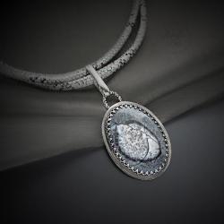 srebrny,naszyjnik,z opalem dendrytowym - Naszyjniki - Biżuteria