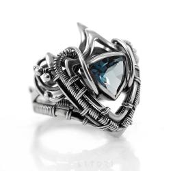 topaz,niebieski pierścionek,srebrny,z topazem - Pierścionki - Biżuteria