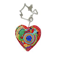 kolorowy wisior,Frida,wisior serce - Wisiory - Biżuteria