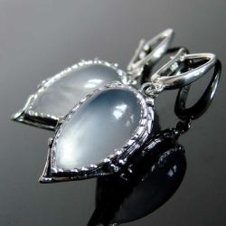 srebro,kamień księżycowy,kolczyki,wiszące - Kolczyki - Biżuteria