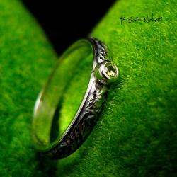 Nehesi,pierścień,srebrny,elfy,delikatny,olivin - Pierścionki - Biżuteria