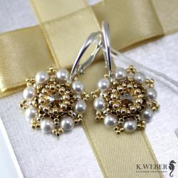 kolczyki,złote,perłowe,swarovski - Kolczyki - Biżuteria
