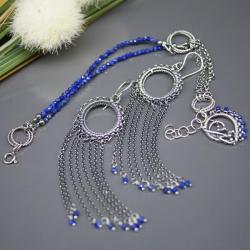 wire-wrapping,lapis lazuli,kobalt,boho,orient - Komplety - Biżuteria