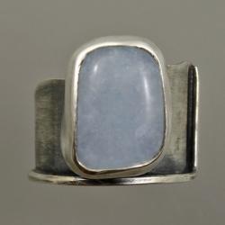 pierścionek z agatem błękitnym - Pierścionki - Biżuteria
