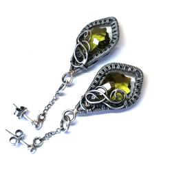 kolczyki z kryształami Swarovski-Olivine - Kolczyki - Biżuteria