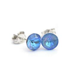 Niebiesskie kolczyki z niebieskim kryształkiem - Kolczyki - Biżuteria