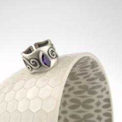 srebrny pierścionek z cyrkonią ametystową - Pierścionki - Biżuteria