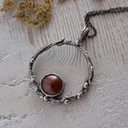 brązowa perła,surowe srebro - Naszyjniki - Biżuteria