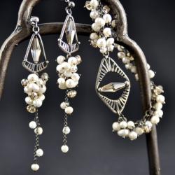 zestaw ślubny,bransoletka i kolczyki,perly - Komplety - Biżuteria