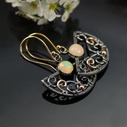 urocze kolczyki,unikatowe,wire-wrapping - Kolczyki - Biżuteria