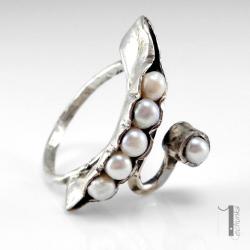 pierścionek srebrny,regulowany,perła,srebro - Pierścionki - Biżuteria